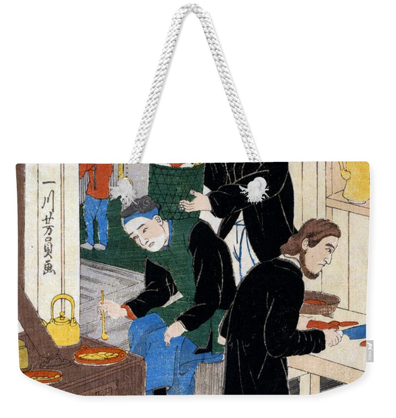 1860 Weekender Tote Bag featuring the photograph Japan: Cooking by Granger