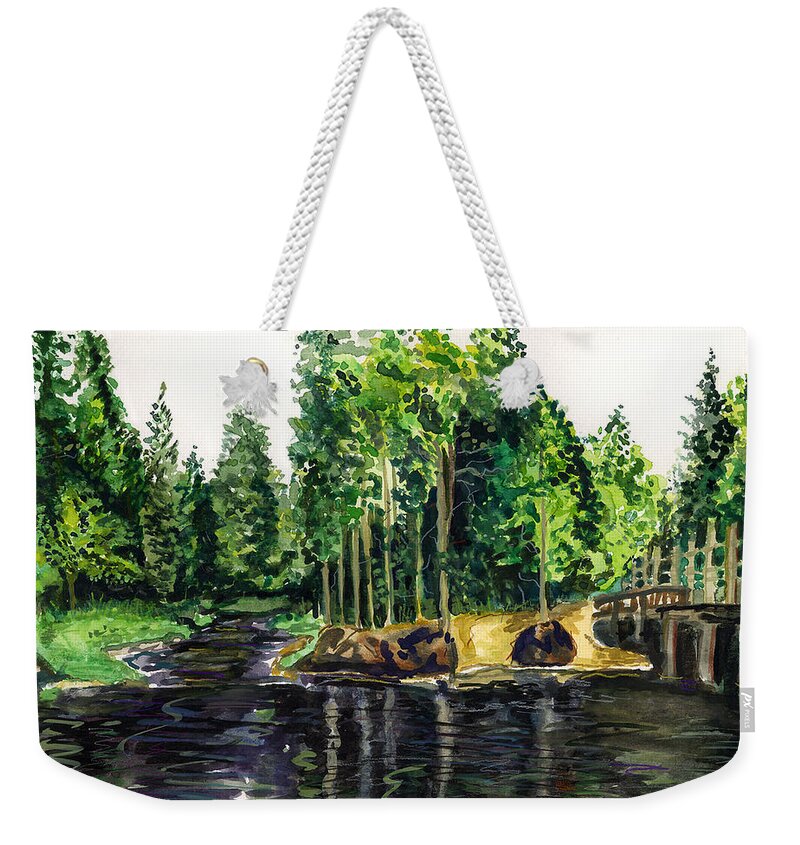 Pine Trees Weekender Tote Bag featuring the painting Jersey Pines by Clara Sue Beym