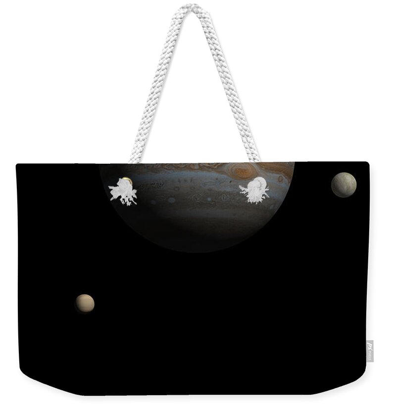Jupiter Weekender Tote Bag featuring the digital art Jupiter Rising by Nicholas Burningham