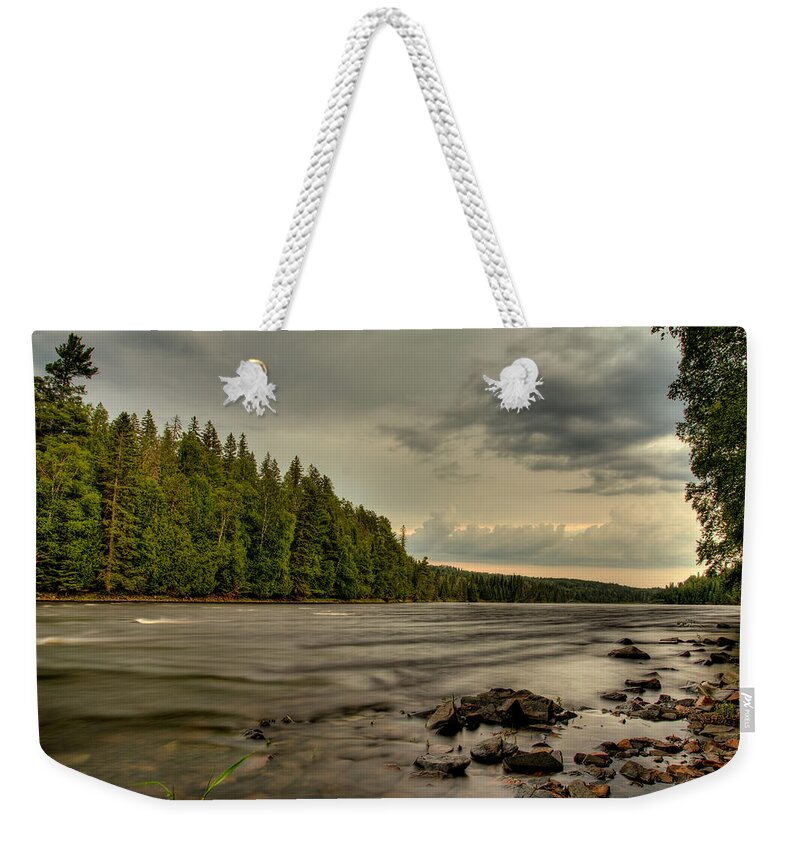 Green Mantle Weekender Tote Bag featuring the photograph Kaministiquia River by Jakub Sisak