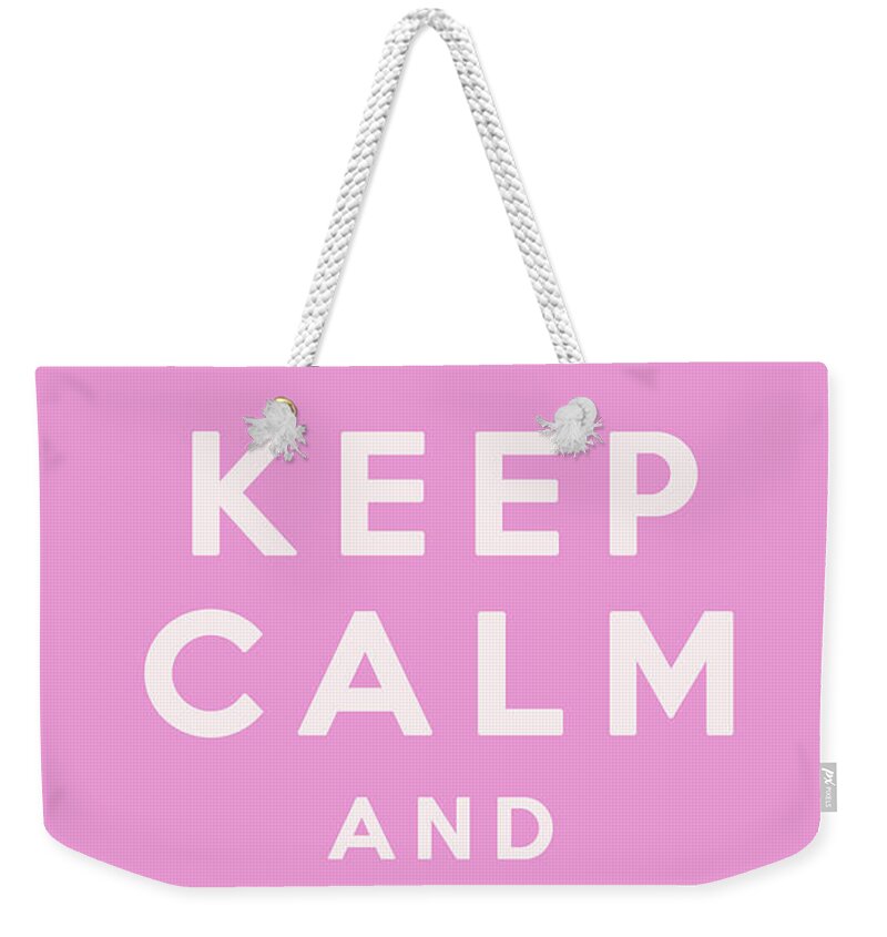 Keep Calm And Surf On Weekender Tote Bag featuring the digital art Keep Calm and Surf On by Georgia Clare