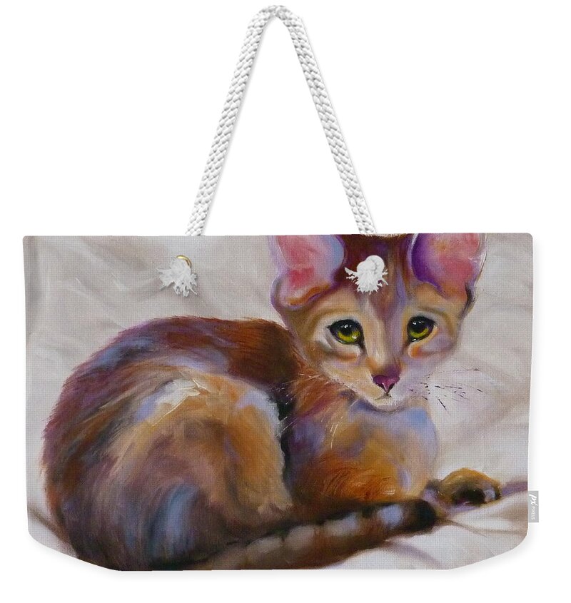 Kitten Weekender Tote Bag featuring the painting Kitten Princess by Susan A Becker
