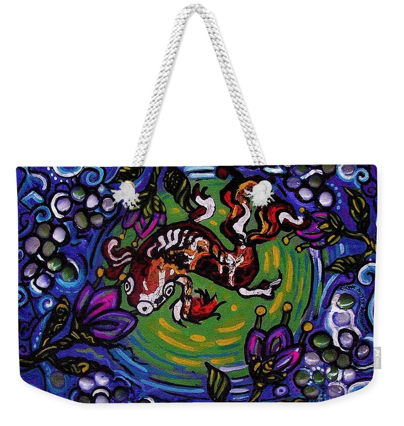 Koi Weekender Tote Bag featuring the painting Koi Fish by Genevieve Esson