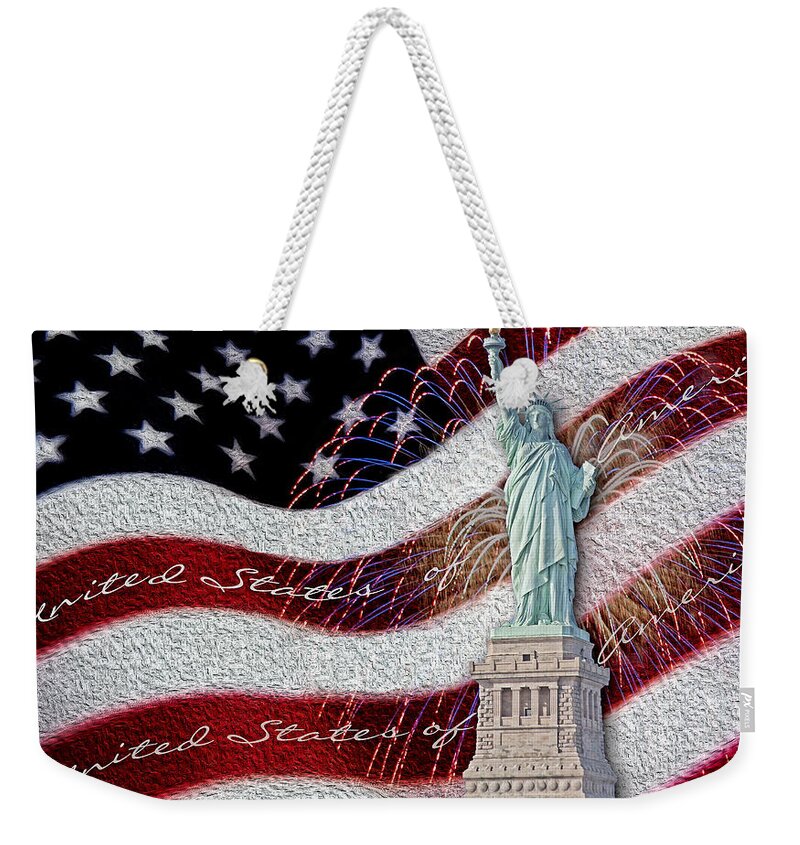 Lady Liberty Weekender Tote Bag featuring the photograph Lady Liberty by Susan Candelario