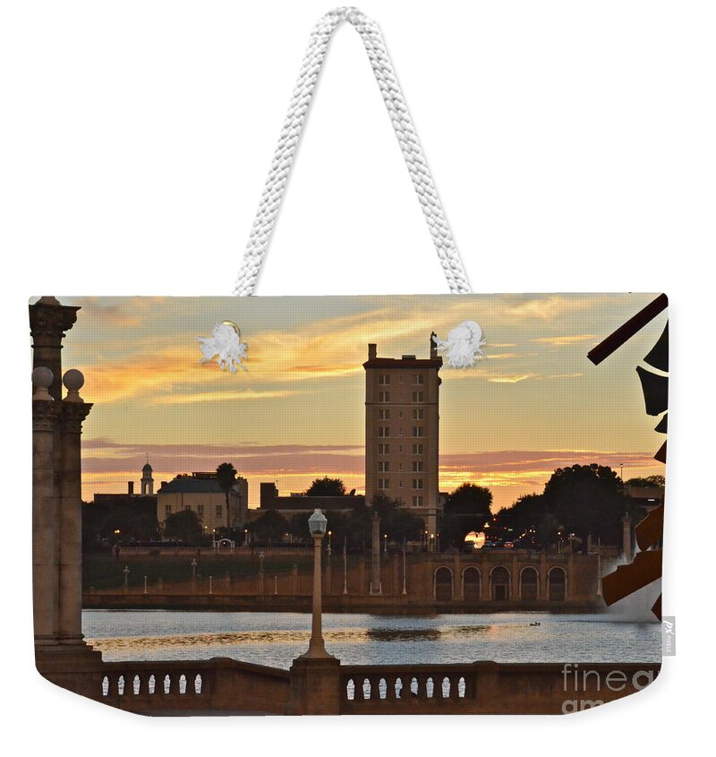 Lakeland Weekender Tote Bag featuring the photograph Lake Mirror Sunset by Carol Bradley