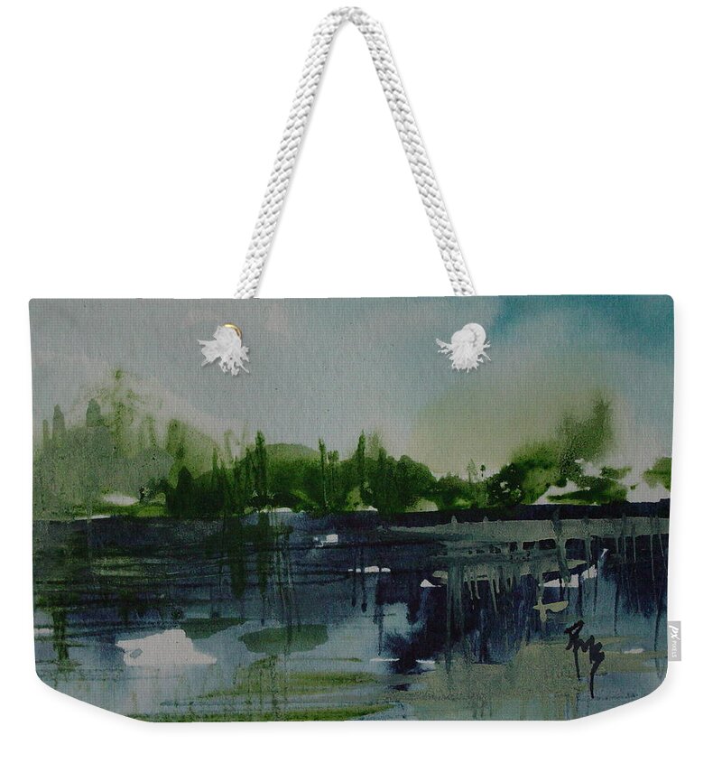 Watercolor Weekender Tote Bag featuring the painting Lake Study 1 by Robin Miller-Bookhout