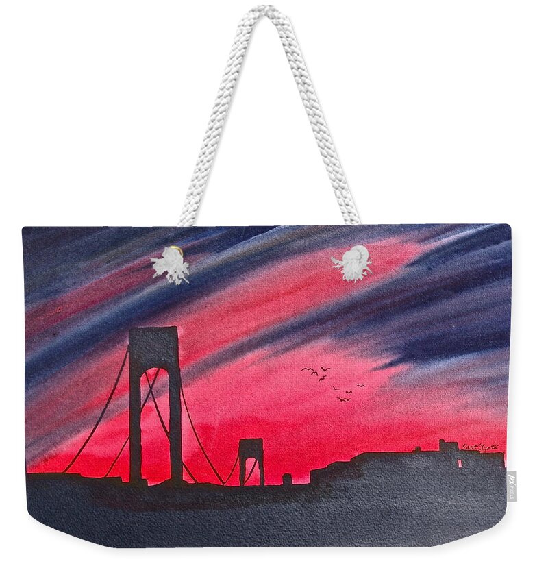 Verrazano Weekender Tote Bag featuring the painting Last Light by Frank SantAgata