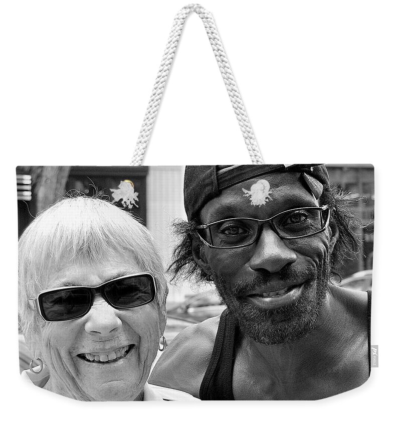 Black And White Weekender Tote Bag featuring the photograph Leo and Peg by Marysue Ryan