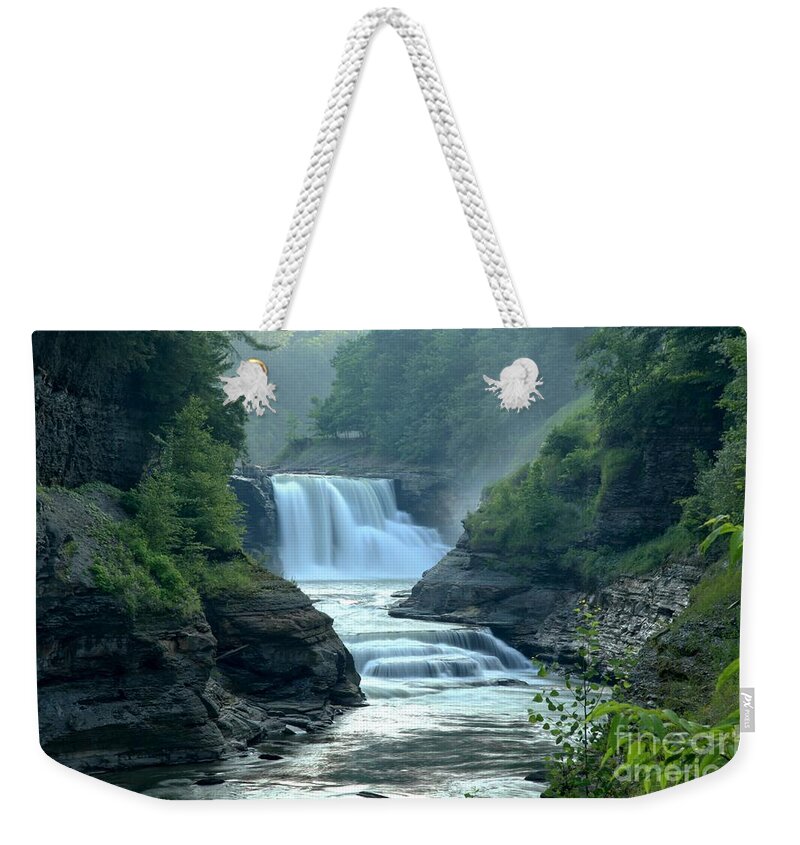 Letchworth State Park Weekender Tote Bag featuring the photograph Letchworth Lower Falls by Adam Jewell