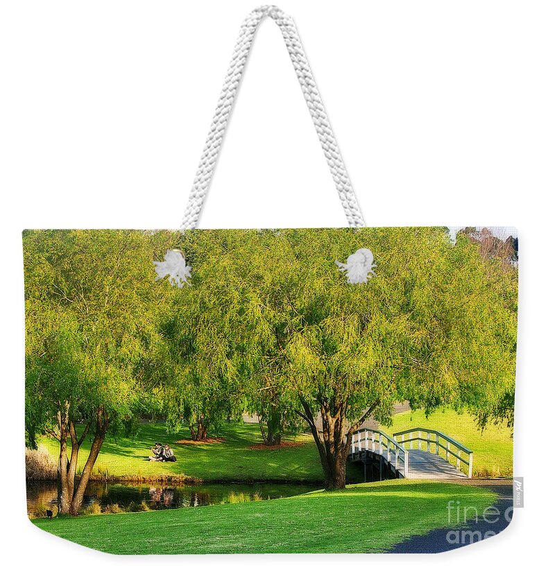 Photography Weekender Tote Bag featuring the photograph Little Bridge over the River by Kaye Menner
