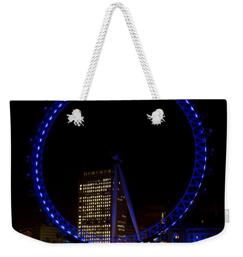 London Eye Weekender Tote Bag featuring the photograph London Eye and River Thames View by David Pyatt