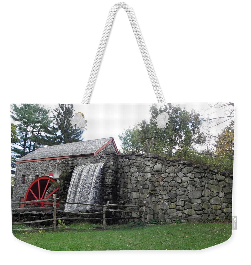 Longfellow Weekender Tote Bag featuring the photograph Lonfellow Grist Mill x12 by Kim Galluzzo Wozniak