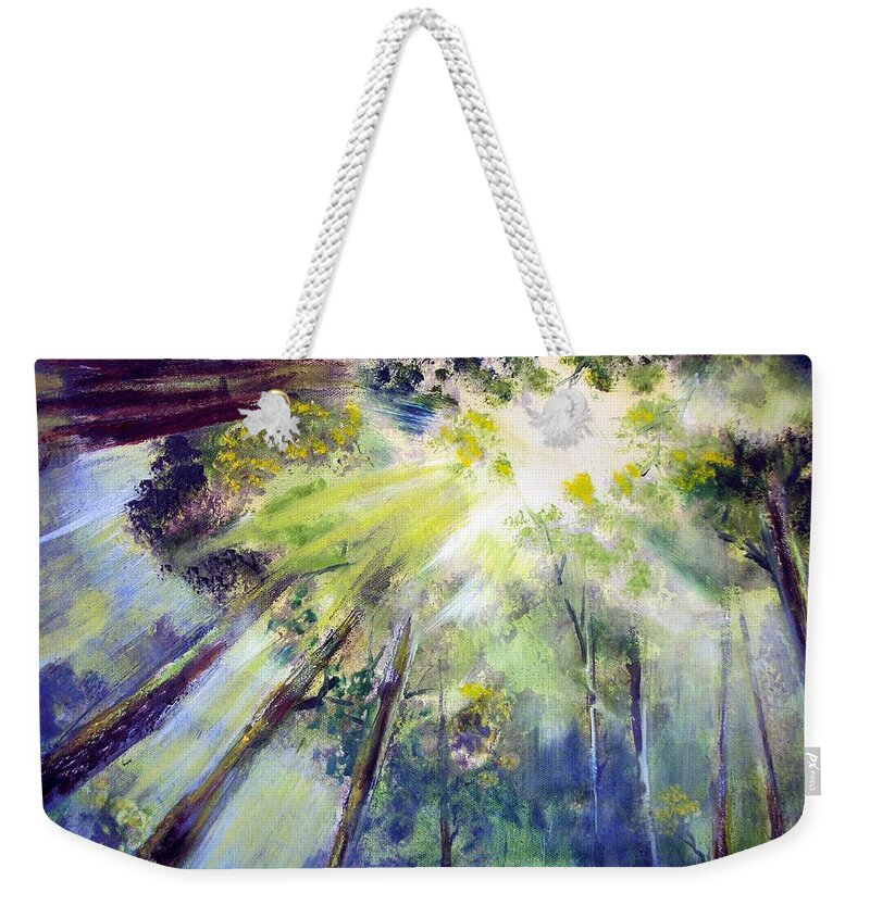 Forest Weekender Tote Bag featuring the painting Look Up by Robert Gross