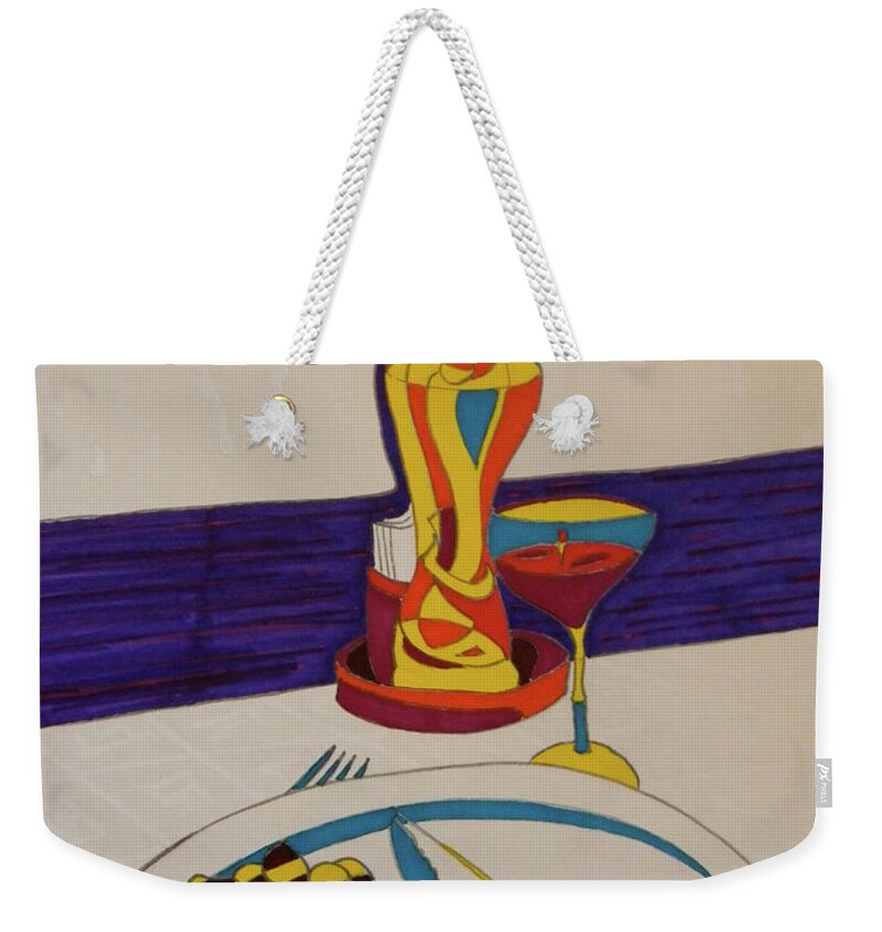 Caracoles Weekender Tote Bag featuring the drawing Los Caracoles by Marwan George Khoury