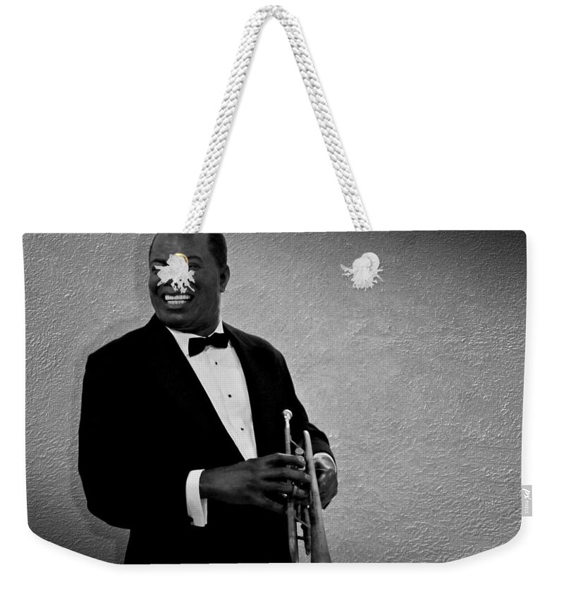 Louis Armstrong Weekender Tote Bag featuring the photograph Louis Armstrong BW by David Dehner