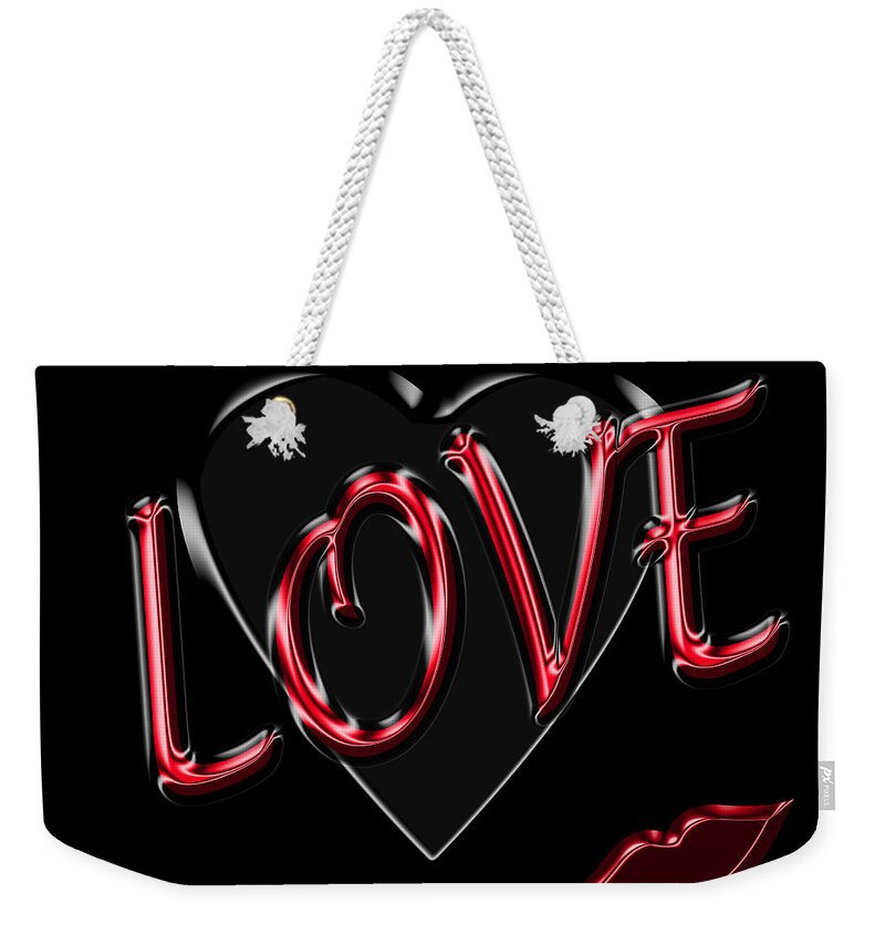 Love Weekender Tote Bag featuring the digital art Love with Lips by Andrew Fare