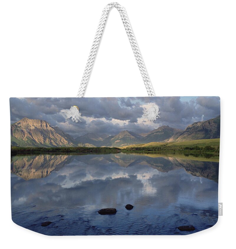 Mp Weekender Tote Bag featuring the photograph Lower Waterton Lake, Boundary Mountain by Gerry Ellis