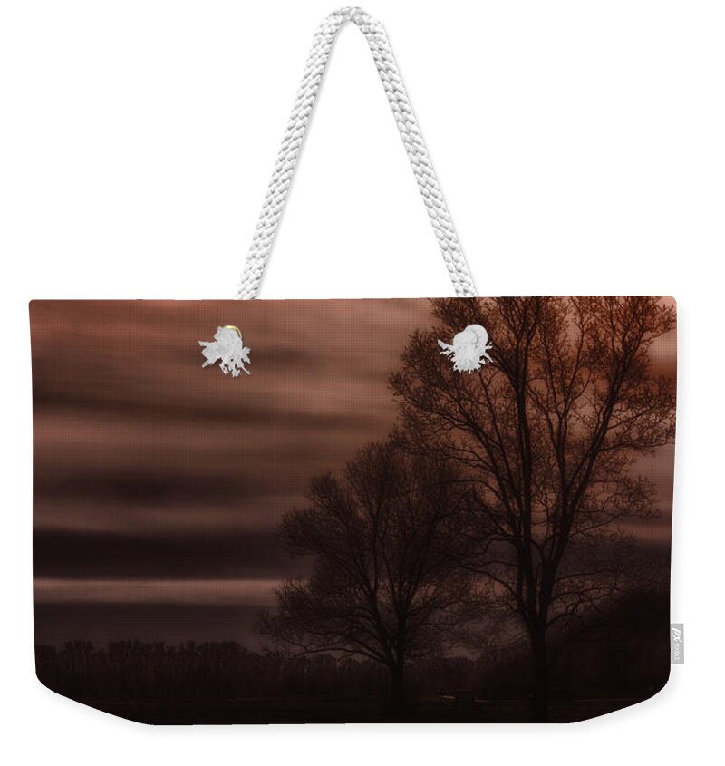 Trees Weekender Tote Bag featuring the photograph Lunar Light Turn by Bill and Linda Tiepelman