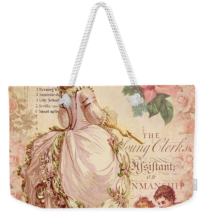 Fashion Plate Weekender Tote Bag featuring the digital art Mademoiselle Couture by Sarah Vernon