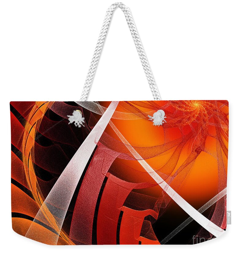 Fractal Weekender Tote Bag featuring the digital art Majestic Motion Black by Andee Design