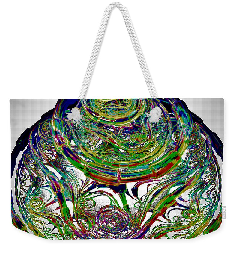 Abstract Weekender Tote Bag featuring the digital art Manic Maze by Leslie Revels