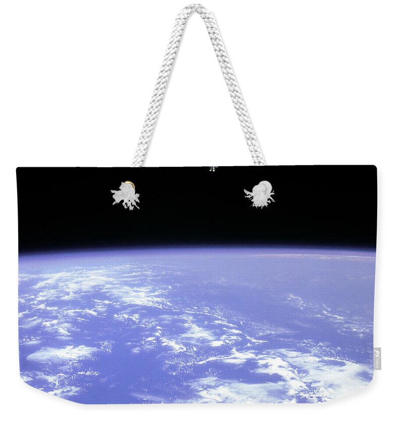 Sts-41b Weekender Tote Bag featuring the photograph Manned Manuevering Unit by Nasa