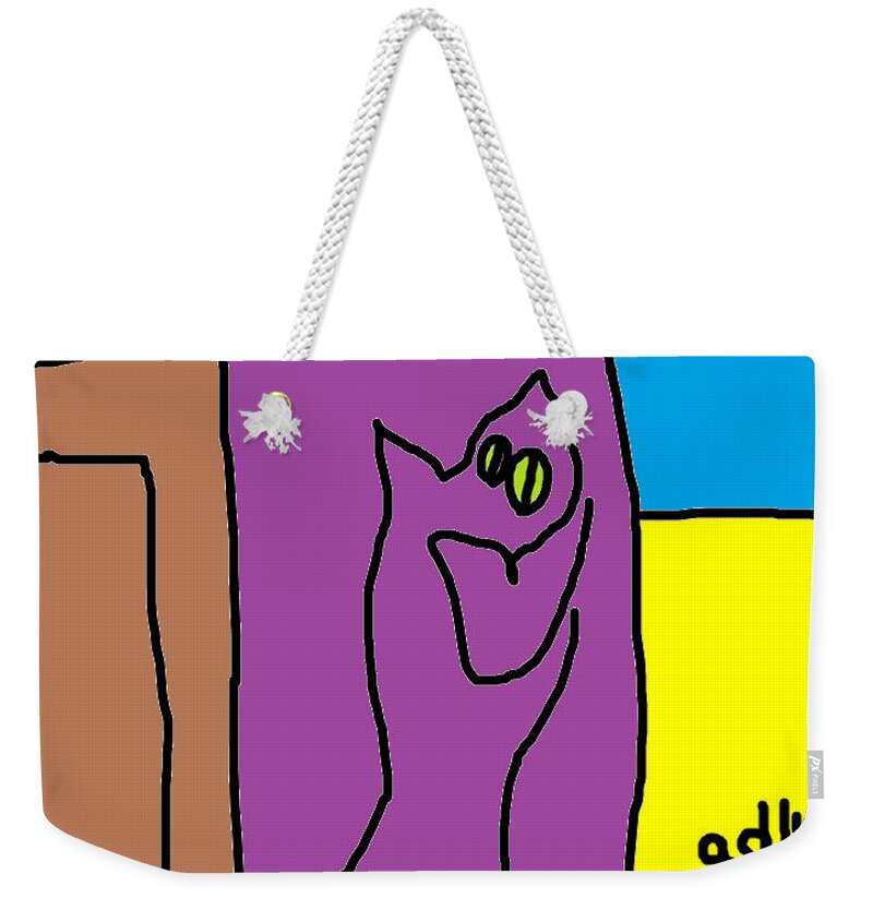 Cat Weekender Tote Bag featuring the digital art Marbles Looking Out the Window by Anita Dale Livaditis
