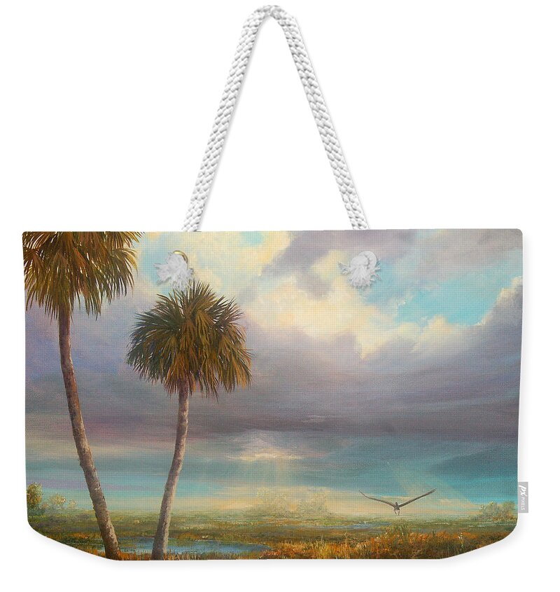 Florida Weekender Tote Bag featuring the painting Marsh Launch by AnnaJo Vahle