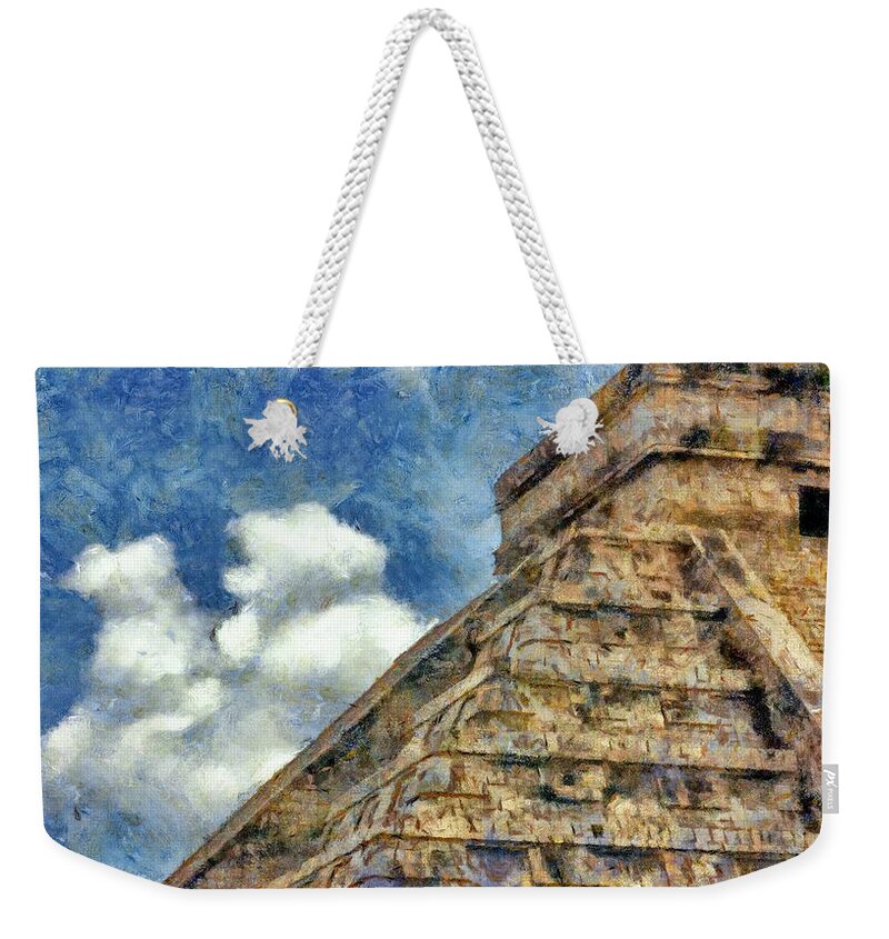 Ancient Weekender Tote Bag featuring the painting Mayan Mysteries by Jeffrey Kolker