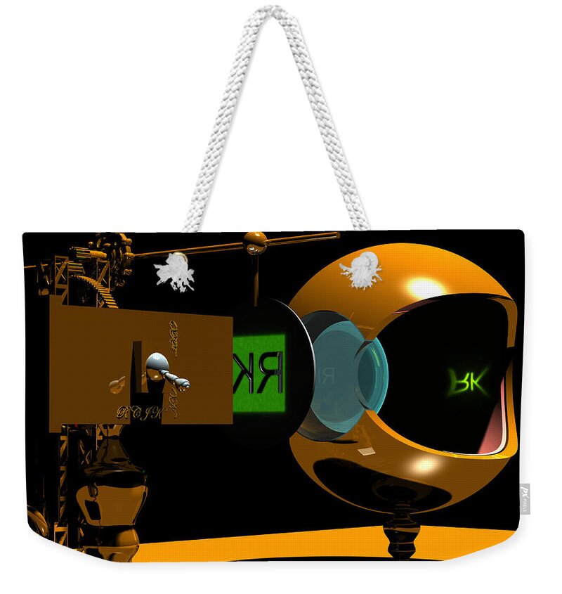 Anatomy Weekender Tote Bag featuring the digital art Mechanical Oculist Green by Russell Kightley