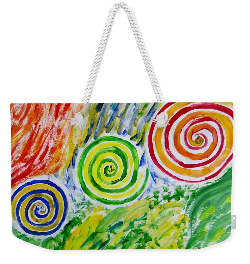Appearance Of Aum While Chanting It Weekender Tote Bag featuring the painting Meditation by Sonali Gangane