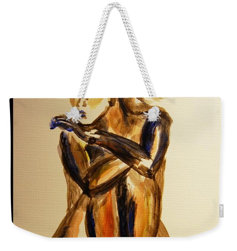 Seated Weekender Tote Bag featuring the painting Melancholy by Angela Murray