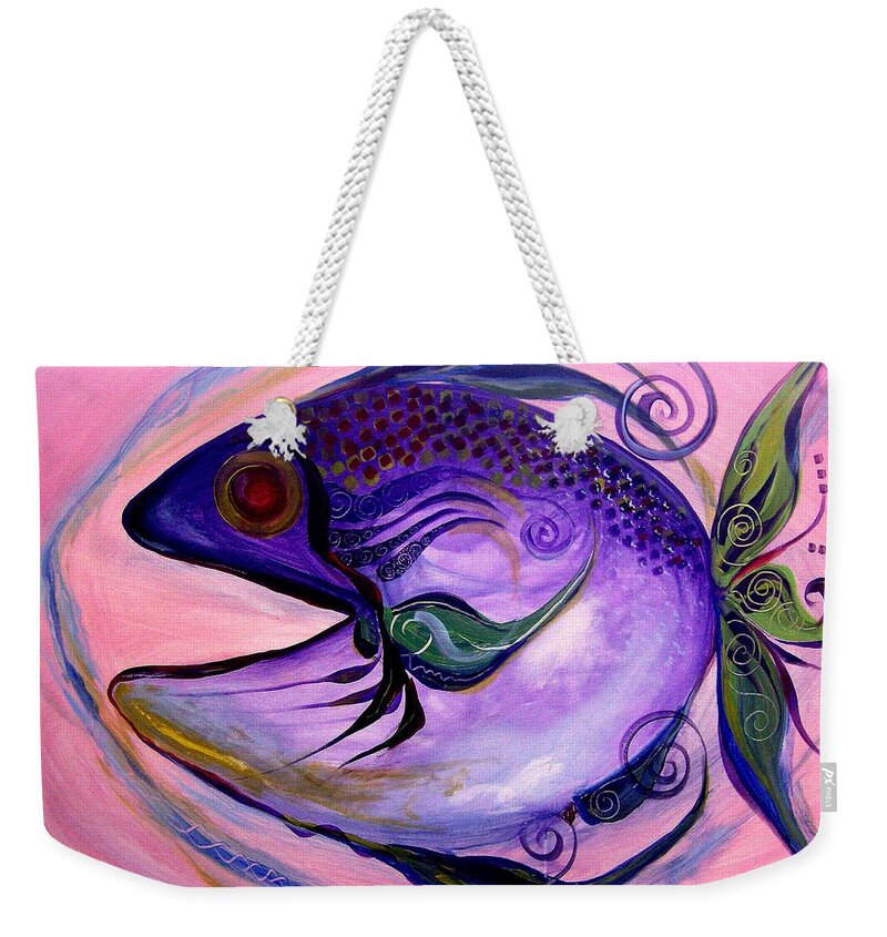 Fish Weekender Tote Bag featuring the painting Melanie Fish One by J Vincent Scarpace