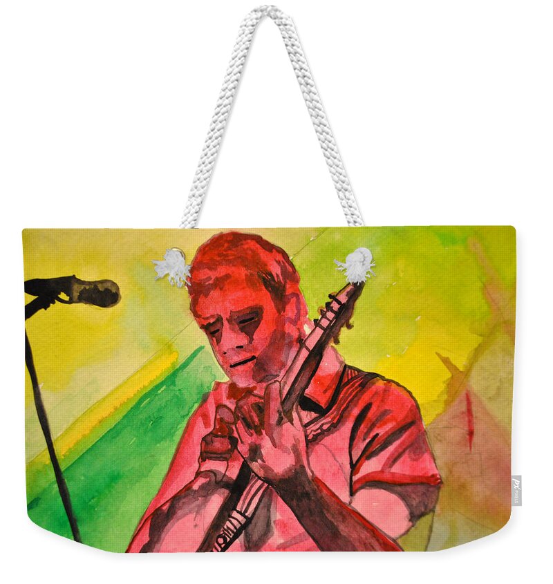 Umphrey's Mcgee Weekender Tote Bag featuring the painting Melody in Red by Patricia Arroyo
