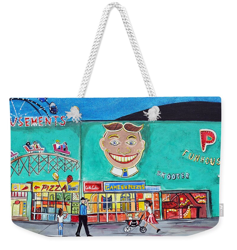 Asbury Art Weekender Tote Bag featuring the painting Memories of Asbury Park NJ by Patricia Arroyo