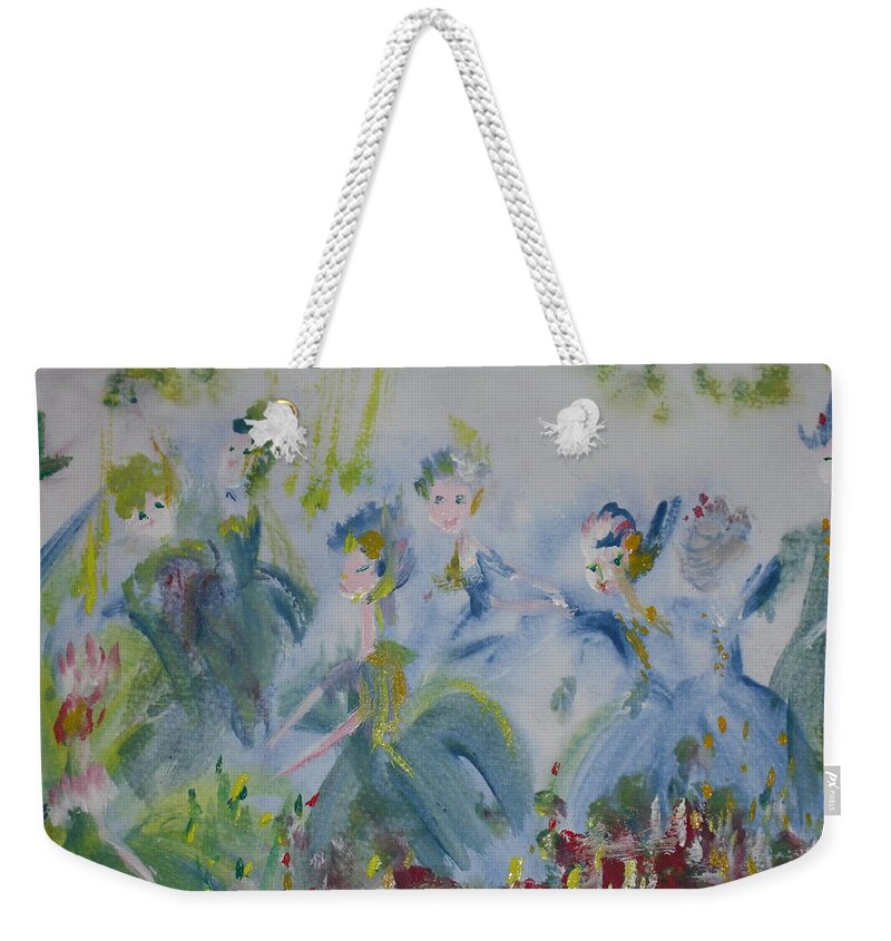 Waltz Weekender Tote Bag featuring the painting Merry Waltz by Judith Desrosiers