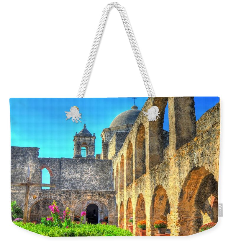 Courtyard Weekender Tote Bag featuring the photograph Mission Courtyard by David Morefield
