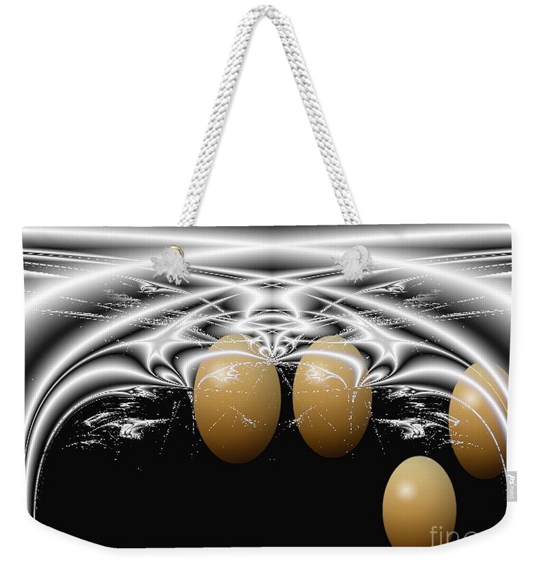 Eggs Weekender Tote Bag featuring the digital art Birth of quadruplets, from the Serie Mystica by Eva-Maria Di Bella