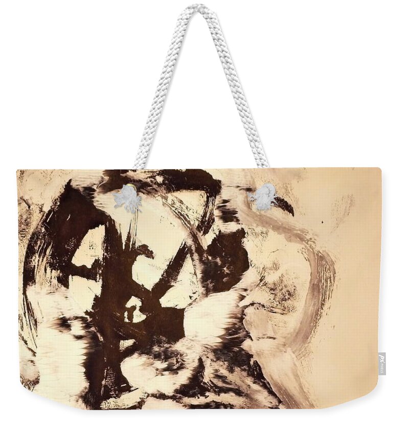  Weekender Tote Bag featuring the painting Monoprint Portrait 1 by JC Armbruster