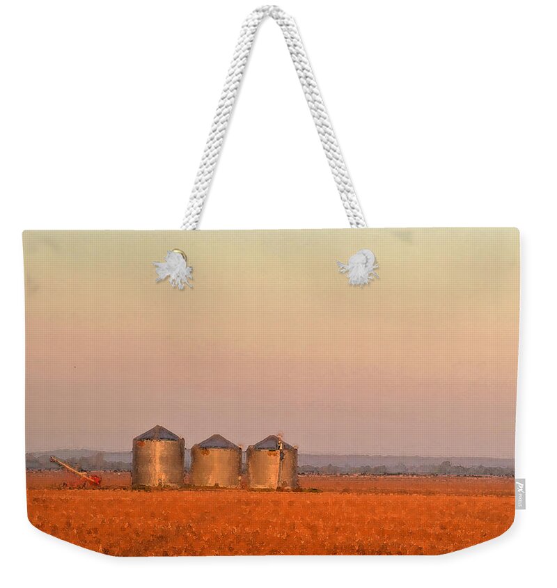 Sun Weekender Tote Bag featuring the photograph Morning at the farm watercolor photoart by Debbie Portwood