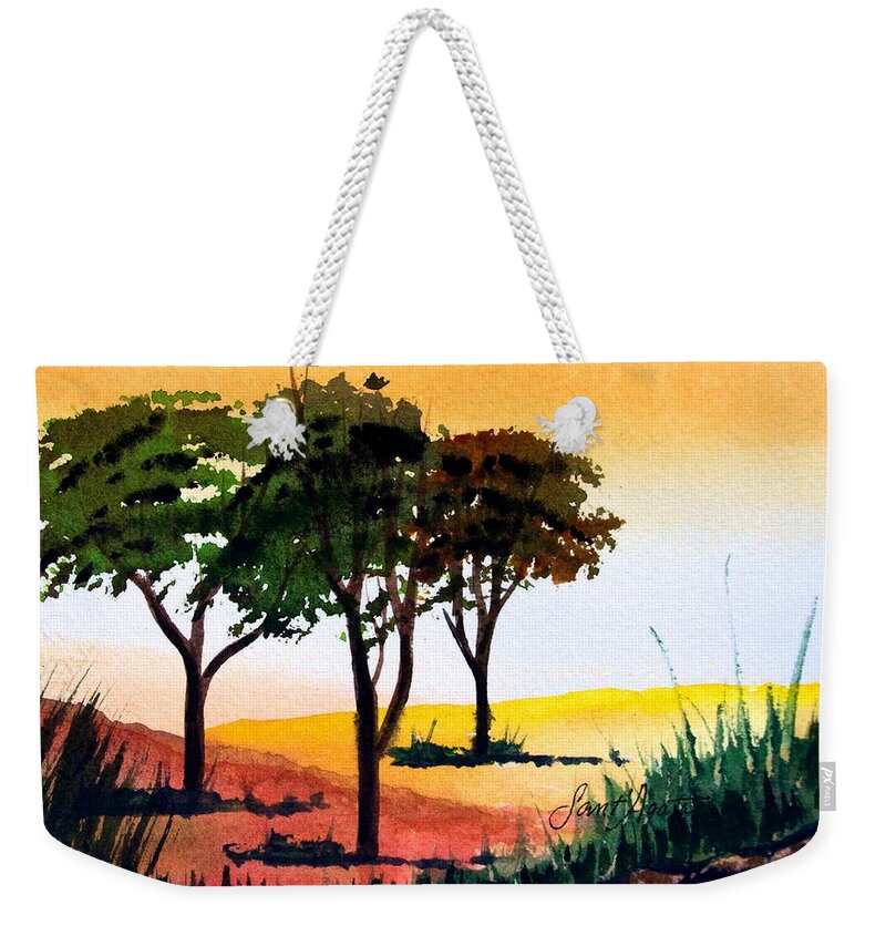 Trees Weekender Tote Bag featuring the painting Morning Light by Frank SantAgata