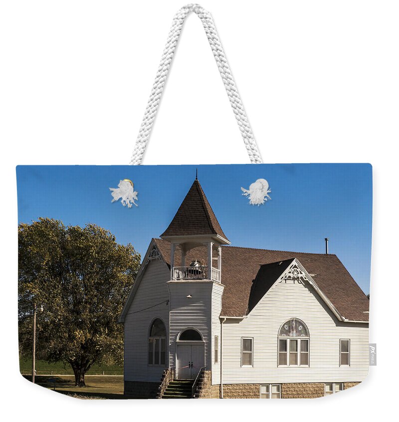 Rural School Weekender Tote Bag featuring the photograph Morton Mills Church by Ed Peterson