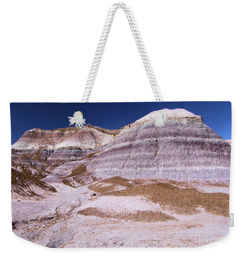 Petrified Forest National Park Weekender Tote Bag featuring the photograph Mountain Stripes by Adam Jewell