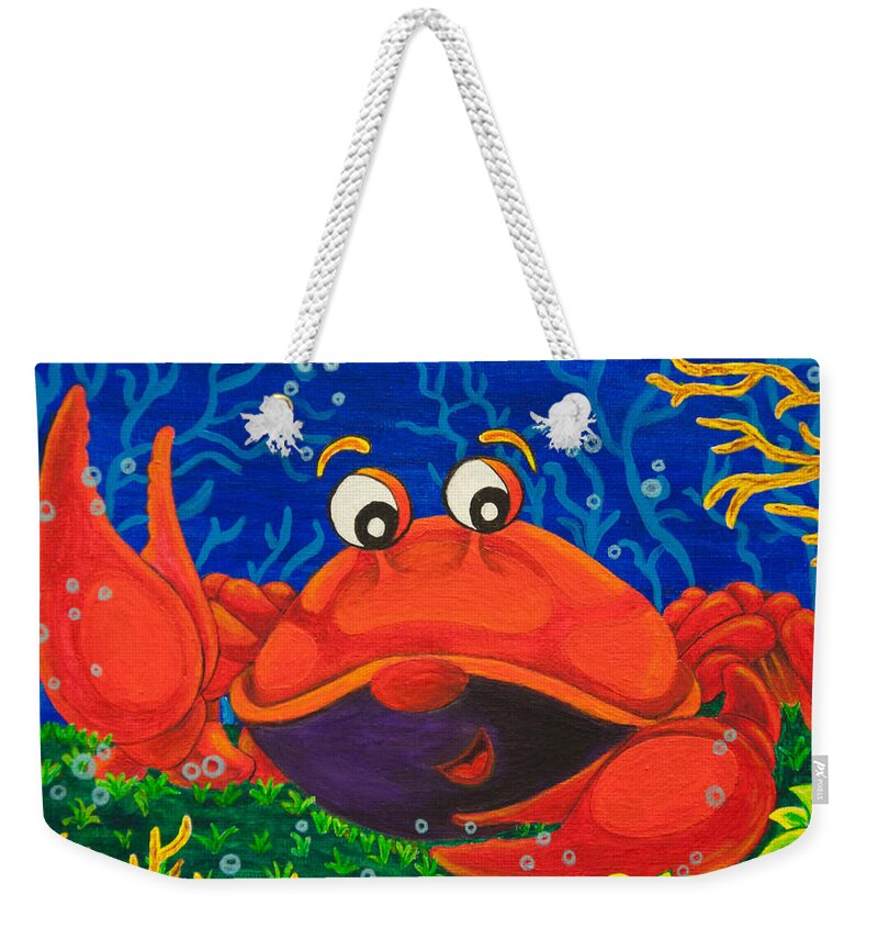 Crab Weekender Tote Bag featuring the painting Mr. Crabby by Susan Cliett