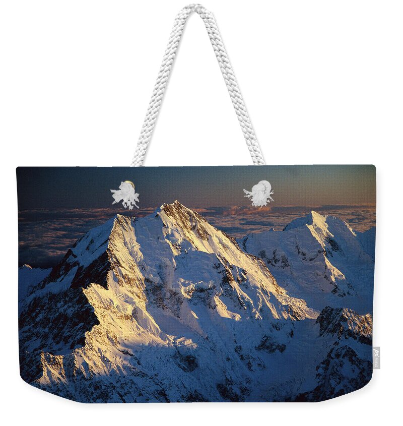 Aerial View Weekender Tote Bag featuring the photograph Mt Cook Or Aoraki And Mt Tasman, Aerial by Colin Monteath