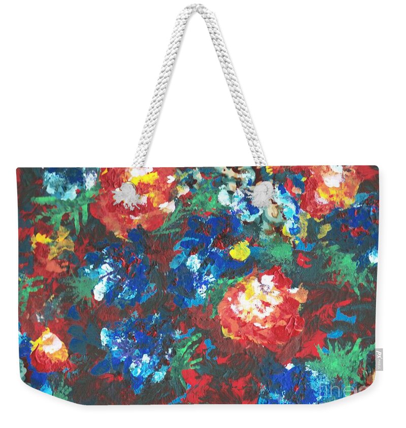 Garden Weekender Tote Bag featuring the painting My Sister's Garden II by Alys Caviness-Gober