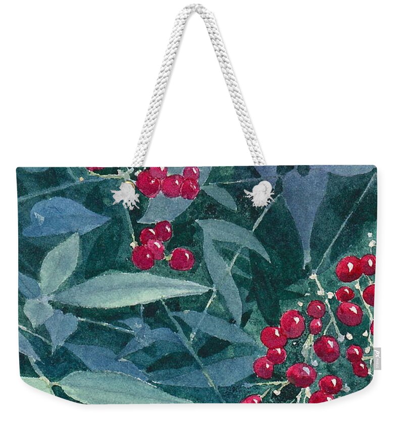 Plant Weekender Tote Bag featuring the painting Nandina by Frank SantAgata