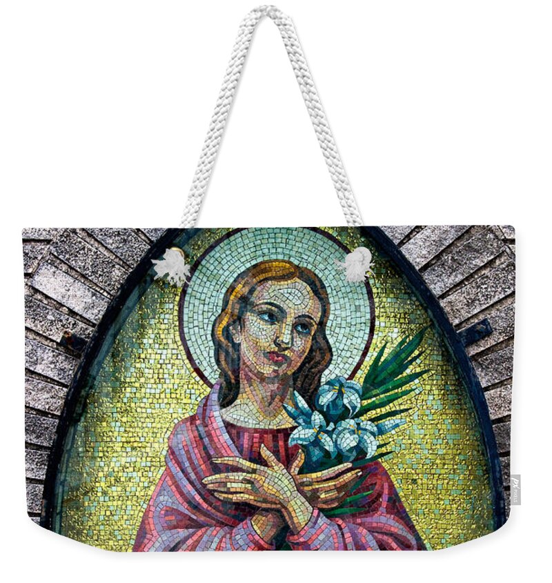 Mosaic Weekender Tote Bag featuring the photograph New Orleans Mosaic Shrine by Kathleen K Parker