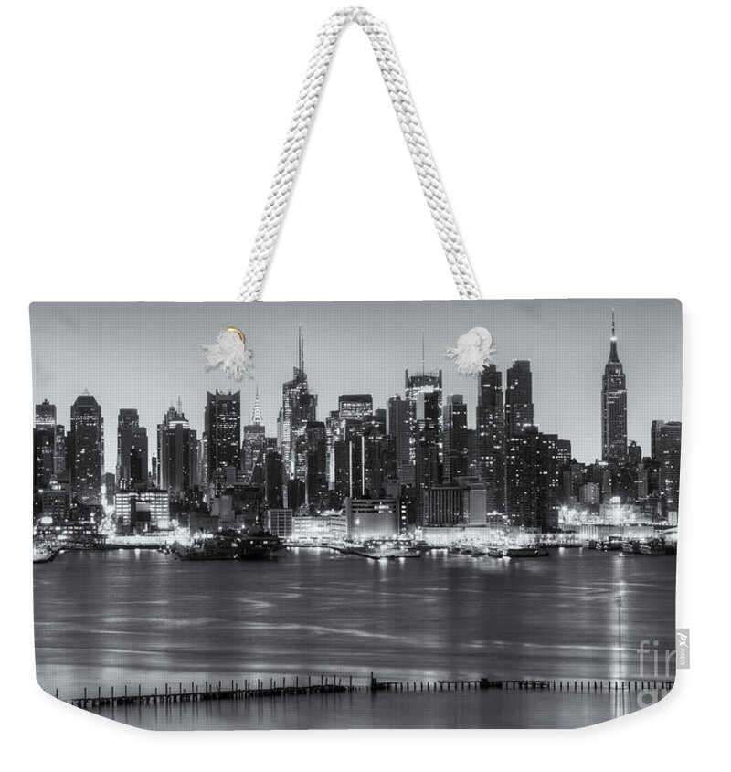 Clarence Holmes Weekender Tote Bag featuring the photograph New York City Skyline Morning Twilight X by Clarence Holmes