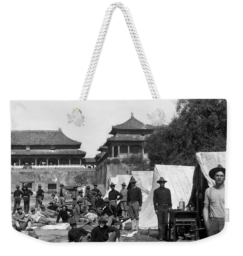 \ninth U.s. Infantry\ Weekender Tote Bag featuring the photograph Ninth US Infantry in Peking - China  c 1908 by International Images